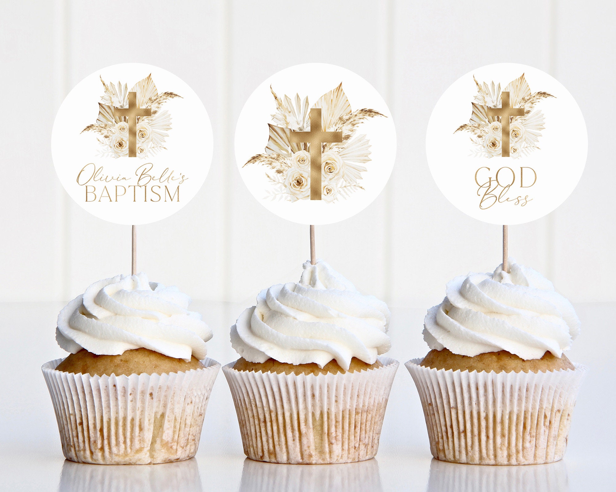 Baptism Cupcake Toppers, Christening Cupcake Toppers, Printable Gold Boho Cupcake Topper, Editable Cupcake, Gold Baptism Decor, Gold Cupcake - Etsy baptism-cupcake-toppers-christening-cupcake-toppers-printable-gold-boho-cupcake-topper-editable-cupcake-gold-baptism-decor-gold-cupcake-etsy