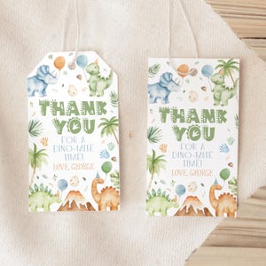Dinosaur Favor Tags Printable, Dino Birthday Favour Tags, Thank You Tags, Gift Tags, Dinosaur Birthday Favor Tags, 1st Birthday Boy Decor