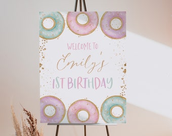 Donut Welcome Sign, Donut 1st Birthday Welcome Sign, Donut Party Decorations, 1st Birthday Sign, Donut Grow Up Welcome Sign, Donut Birthday