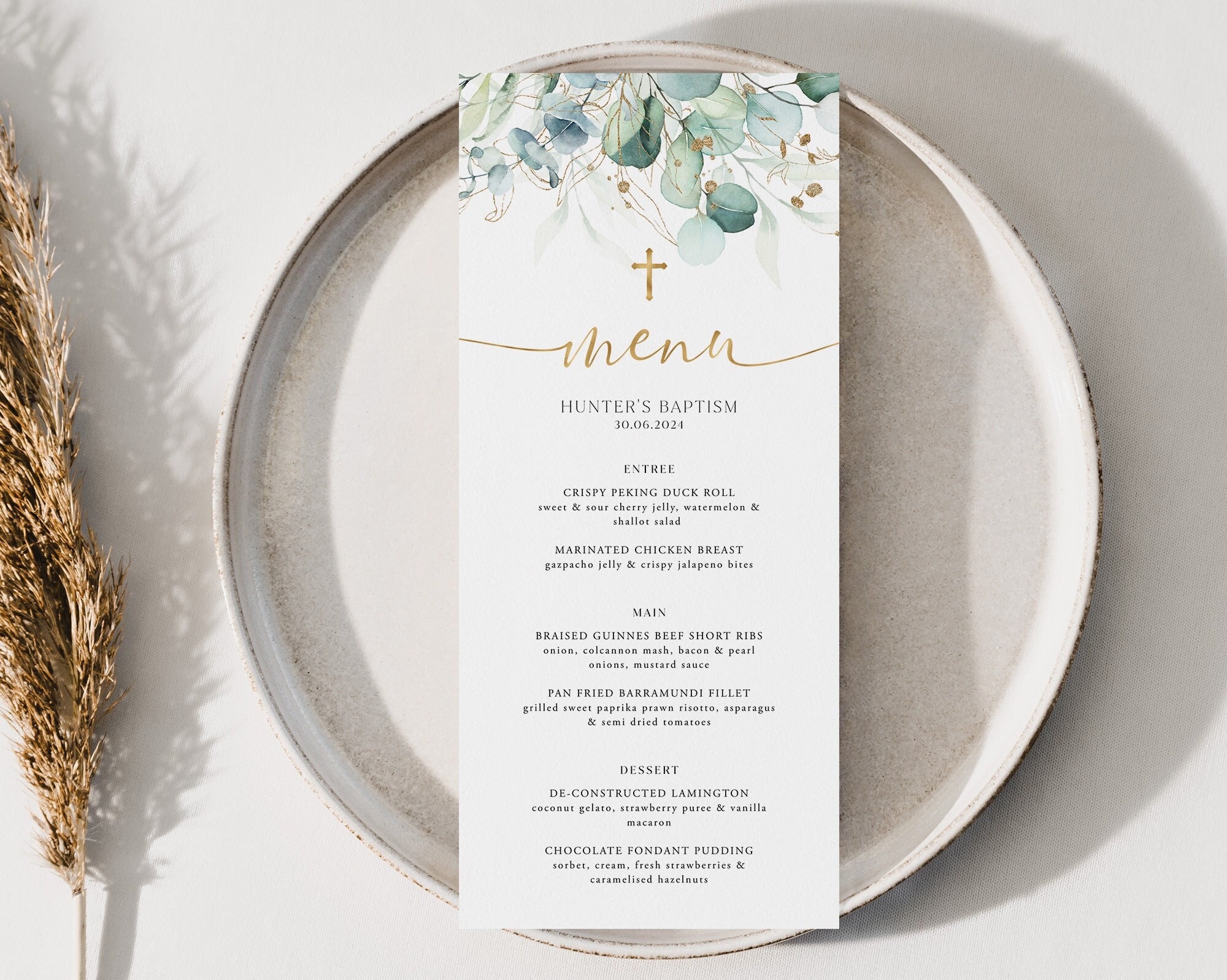 Christening Menu Template Printable Baptism Menu Template Etsy