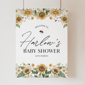Sunflower Welcome Sign Printable, Baby Shower Welcome Sign, Bee Baby Shower, Mommy to Bee Baby Shower Welcome Sign, Sunflower Baby Shower