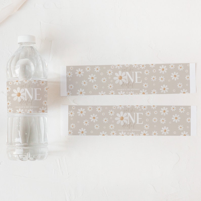 Daisy Water Bottle Labels Printable, 1st Birthday Girl Water Label ...