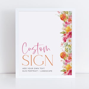 Citrus Bridal Shower Signs 8x10, Editable Signs, Main Squeeze Bridal Signs Printable, Baby Shower Signs, Floral Citrus Pink Custom Signs