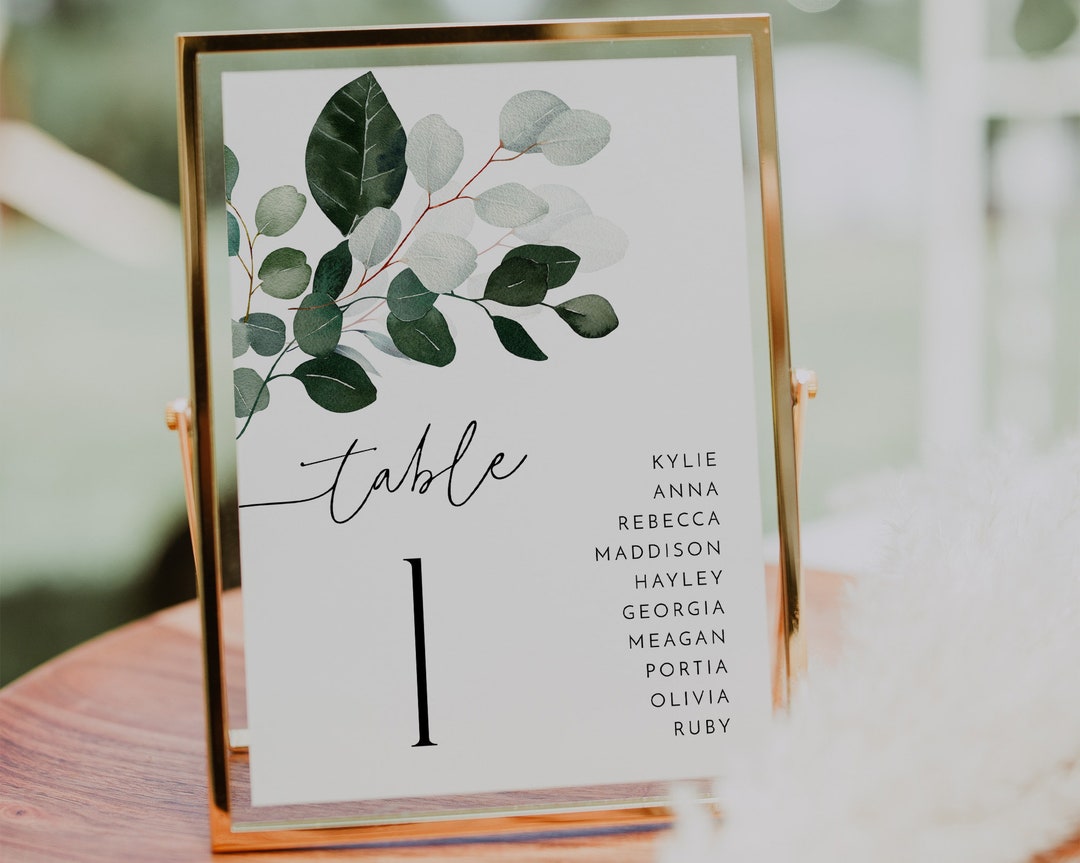 Table Numbers, Bridal Shower Table Numbers, Greenery Table Numbers