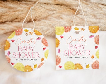 Citrus Favour Tags, Citrus Baby Shower Editable Tags, Favor Tags, Baby Favour Tags, Thank You Tag, Gift Tag, Citrus Floral Thank You Tags