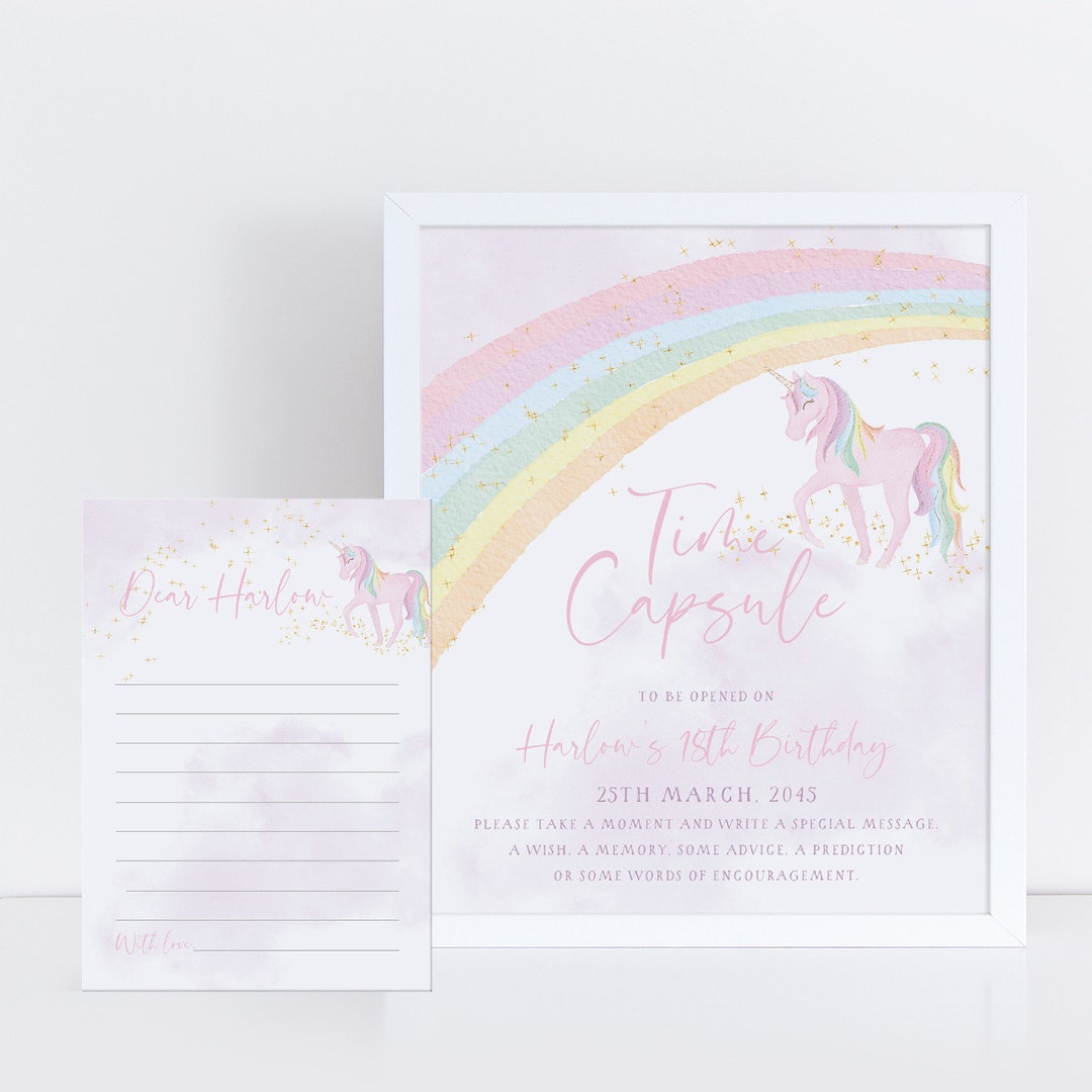 Unicorn Time Capsule, 1st Birthday Time Capsule Sign, Unicorn Party ...