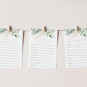 Baby Shower Advice, Greenery Baby Shower Games, Baby Shower Predictions, Baby Shower Wishes, Advice Card, Editable Game, Greenery Baby Games