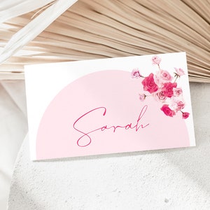 Pink Place Card Template, Printable Place Cards, Bridal Shower Place Cards, Floral Place Cards, Bridal Place Cards, FLAT Place Cards