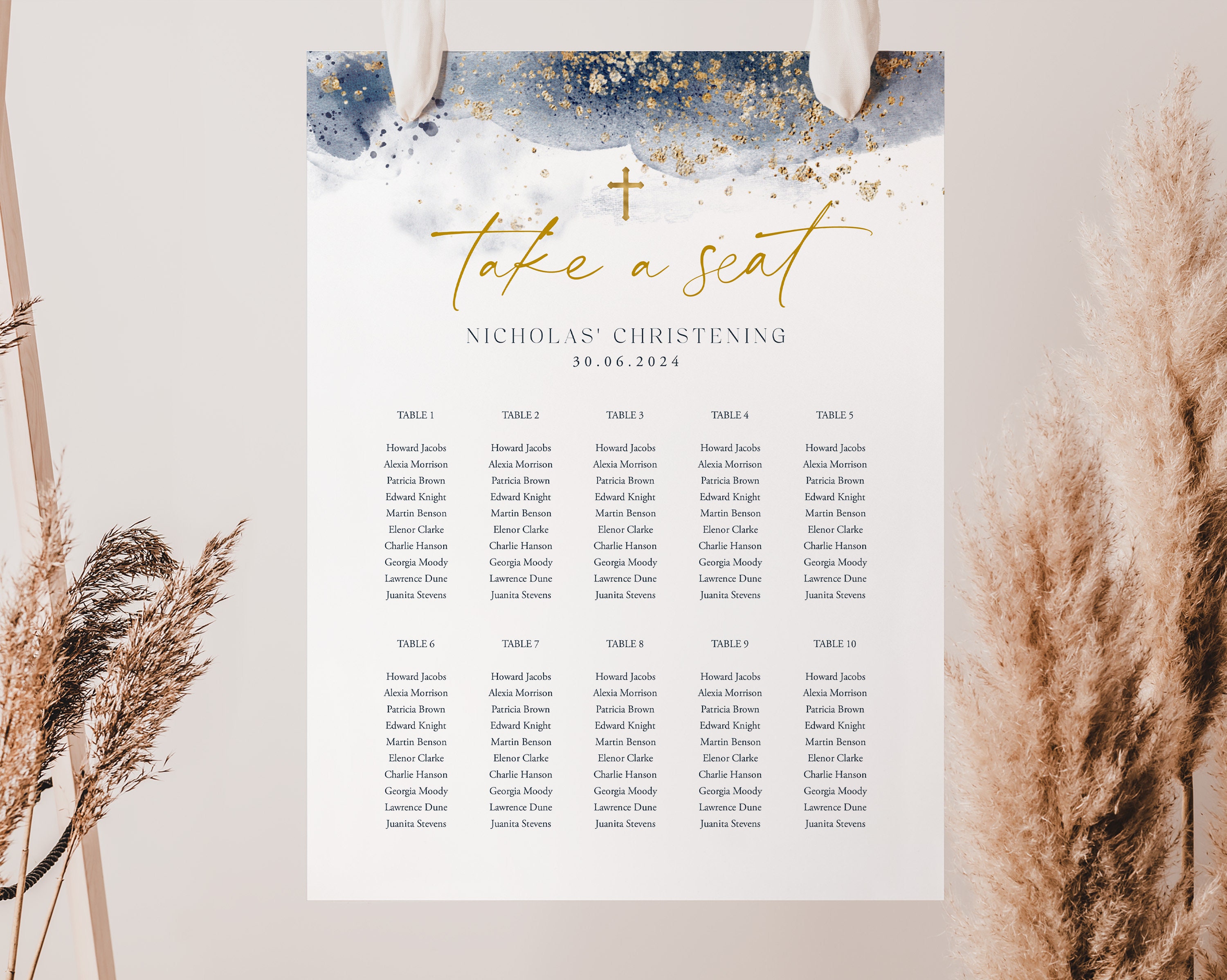 Seating Chart Christening Seating Chart Baptism Seating Etsy