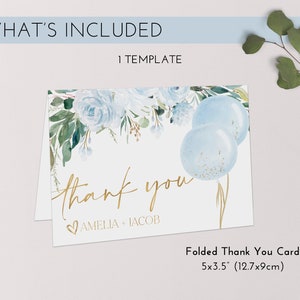Thank You Card Template, Printable Thank You Card, Boy Baby Shower ...