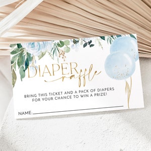 Diaper Raffle Card Boy, Blue Baby Shower Diaper Raffle Card, Editable Diaper Raffle Printable, Diaper Raffle Template, Nappy Raffle Card Boy