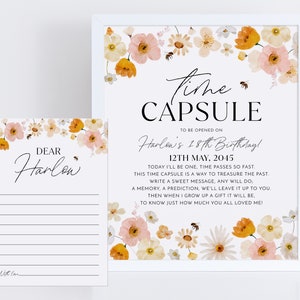 First Bee Day Time Capsule, Bee 1st Birthday Time Capsule Sign, Birthday Time Capsule Template, Girl 1st Birthday Time Capsule Printable Bee