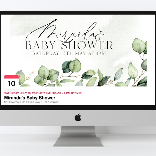 Eucalyptus Greenery Baby Shower Facebook Event Cover Template Etsy