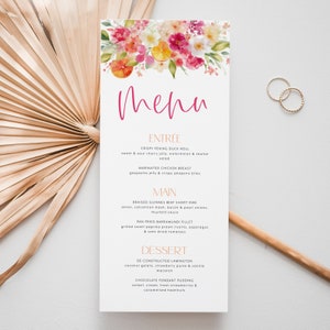 Citrus Menu Template Printable Bridal Shower Menu, Lemon Orange Menu, Editable Menu, Main Squeeze Bridal Menu Baby Shower Menu Pink Orange