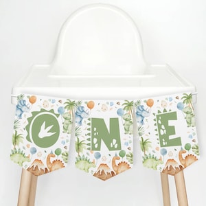 Dinosaur One High Chair Banner Printable, 1st Birthday Banner High Chair, Birthday Decor, Dinosaur Chair Banner, Dino Birthday Party Decor