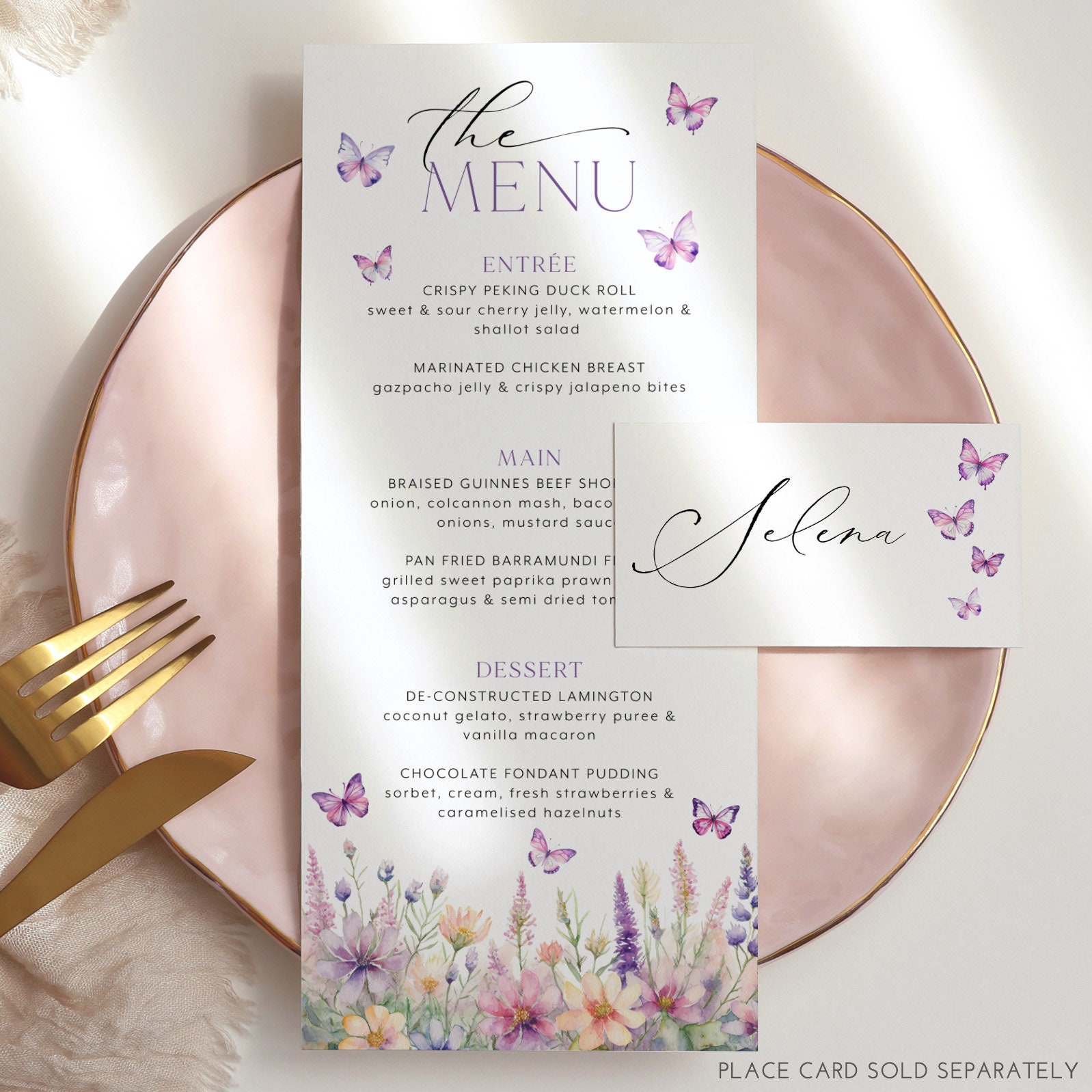 Butterfly Menu Template, Printable Bridal Shower Menu, Lifetime of ...