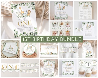 Wild One 1st Birthday Invitation Bundle, Printable Wild One Invitation, Wild One 1st Birthday Decor Printable, Wild One Milestone, Welcome