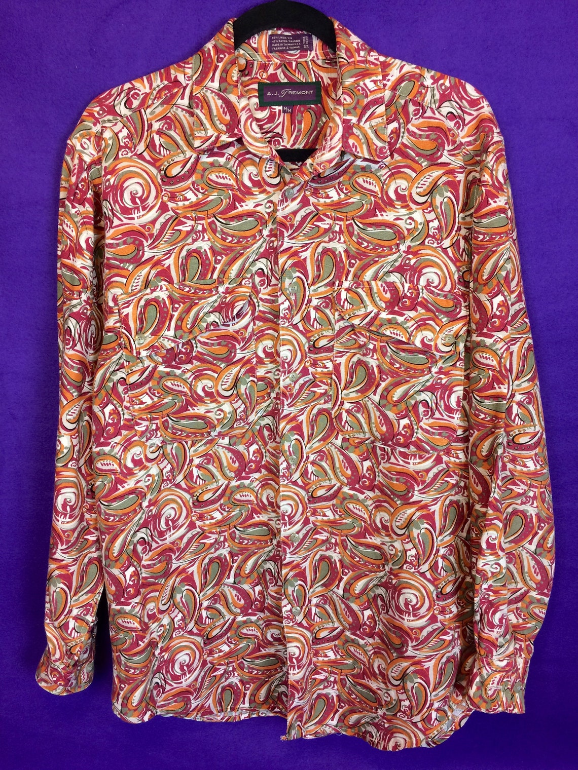 VTG 90s paisley abstract button up shirt multicolored | Etsy