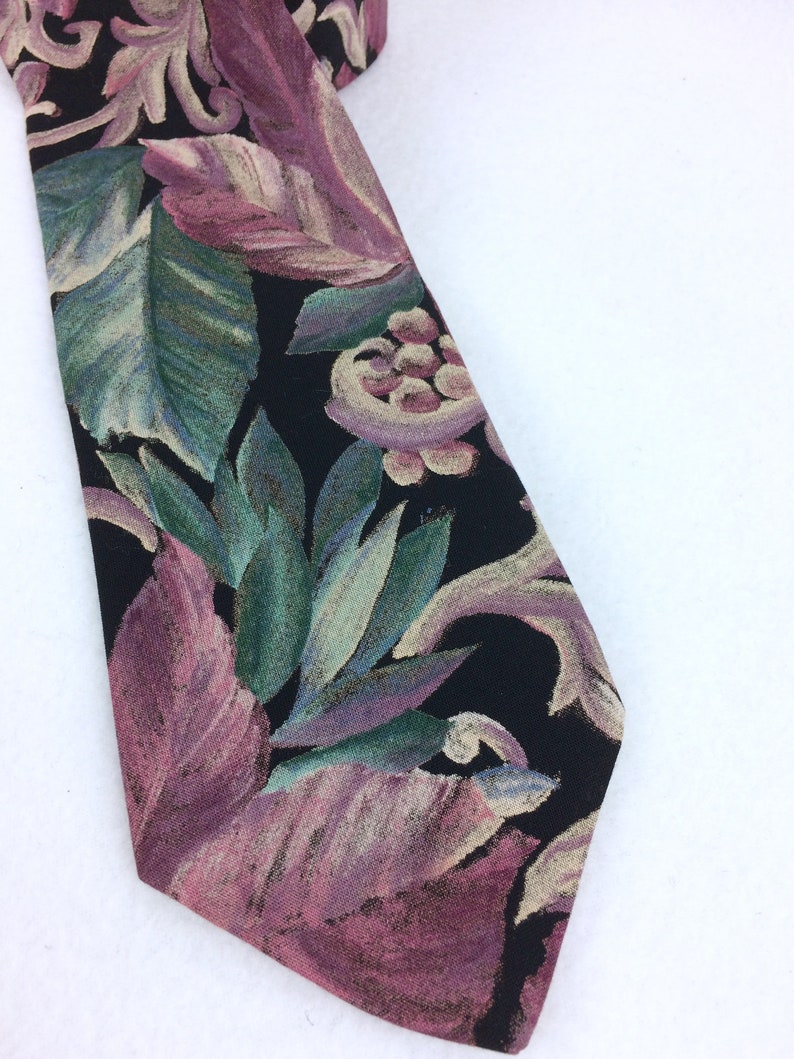 VTG neck tie flowers leaves pattern Florenzi Collection | Etsy