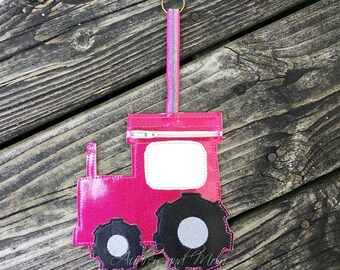 Pink Tractor Sparkle Vinyl Pouch