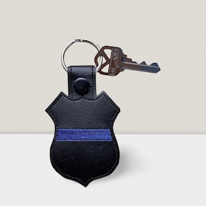 Thin Blue Line Keychain, Police Officer Gift, LEO Support Charm, Vinyl Key Ring