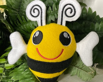 Handmade Bumblebee Stuffie, Fuzzy Yellow and Black Plush Bee, Kawaii Nursery Decor Gift