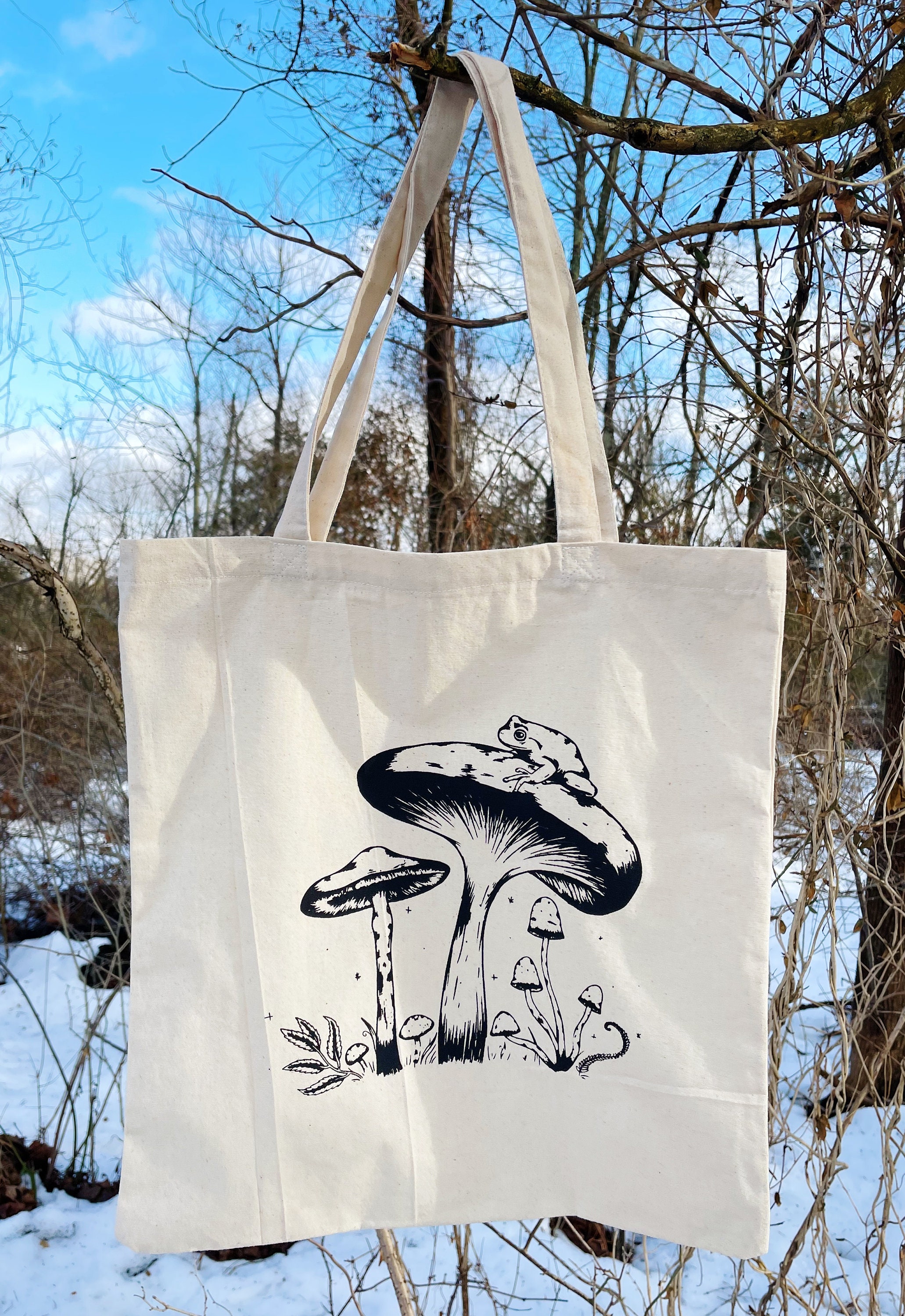 Mushroom Tote Bag Screen Printed Tote Bag Etsy