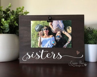 birthday gift gift for her 5x7 Sisters Wood Frame,Engraved bamboo wood Frame