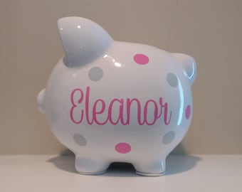 Personalized Piggy Bank.Custom Piggy Bank.Baby Shower Gift.Piggy Bank.Girl Piggy Bank.Gold Piggy Bank.Girl Bank.Newborn Gift.Nursery.