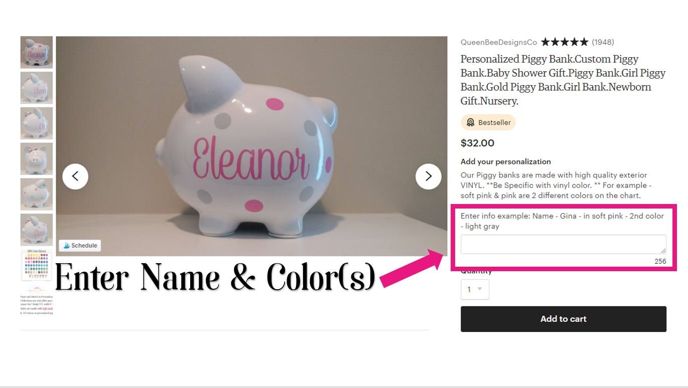 personalized piggy bank girl