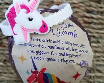 Unicorn Giggles bath bomb, surprise bath bomb, bath bomb with bracelet, bath bomb for girls, unicorn bracelet bath bomb, unicorn bath bomb