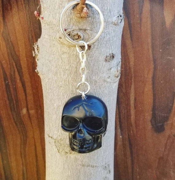 Skull keychain Halloween keychain resin skull keychain day Etsy