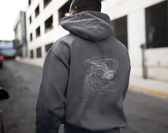 Jellyfish Art Hoodie, Unisex Ocean Graphic Sweatshirt, #HealthySeasHealthyShores