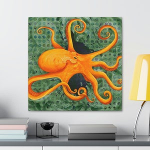 Ocean Water Eight - Octopus Canvas Gallery Wrap, Octopus print, Ocean animals, Octopus art, #HealthySeasHealthyShores