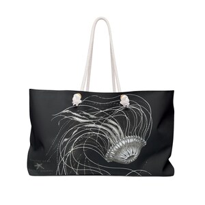 Qualle Schwarz Weekender Tragetasche, Qualle Geschenk Tasche, Meeresleben Tragetasche, #GesundSeasGesundShores