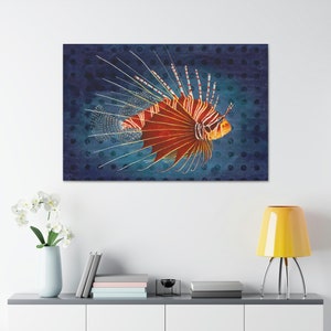 Marée dangereuse - Papier peint toile de poisson-papillon, Impression de rascasse volante, Animaux de l&#39;océan, Art de rascasse volante, #HealthySeasHealthyShores