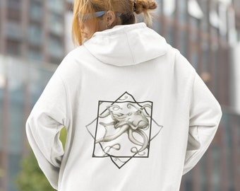 Octopus Art Hoodie, Unisex Ocean Graphic Sweatshirt, #HealthySeasHealthyShores