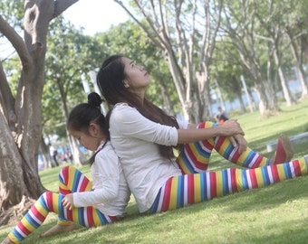 Mommy and Me Black and Turquoise Multi Design Leggings