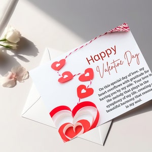 Printable Valentine&#39;s Greeting Card Instant Download, Embossed Love Card, Valentine&#39;s day card, Simple Greeting card, Fun Valentine, Gifts