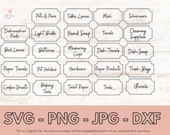 Household Labels, Kitchen Labels Svg, - Home Decor SVG Design for Custom Home Organizing Storage - Closet Organization, Kitchen SVG