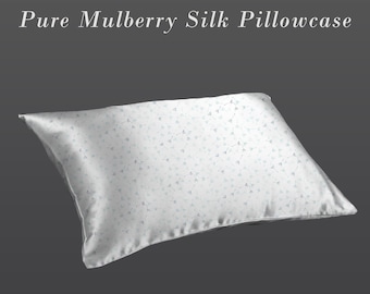 Dandelion seeds mulberry silk pillowcase, floral pure silk pillowcase, best silk pillowcases