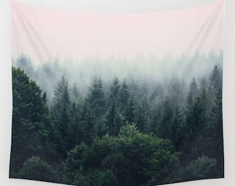 Pine forest Wall Tapestry,Wall Decor,dorm tapestry,forest tapestry,nature wall hanging,misty forest,nature tapestry