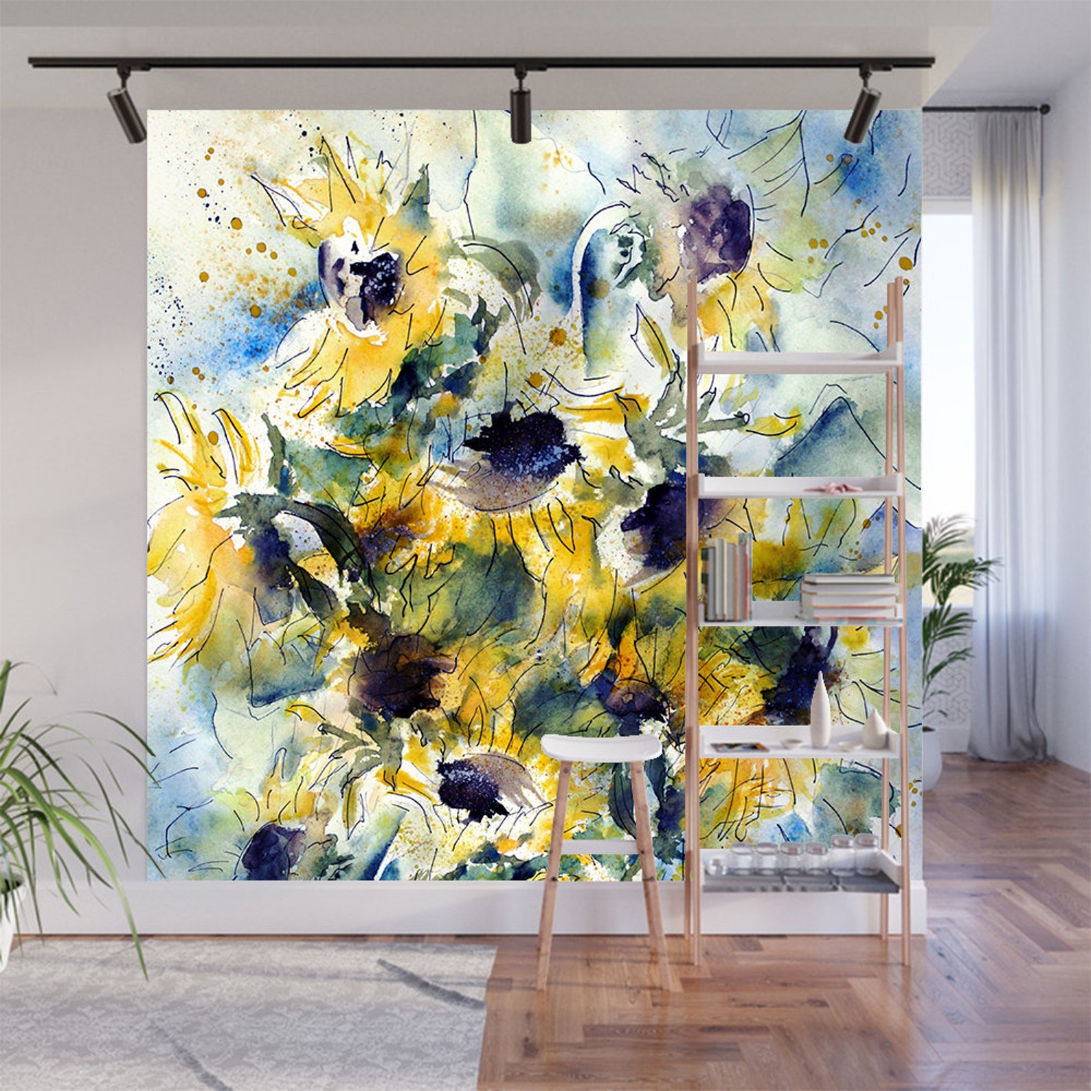 Sunflower Wall Mural Peel and Stick Muralself Adhesive Etsy