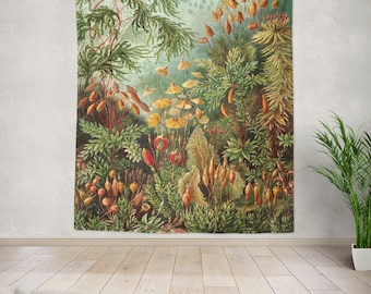 Vintage botanical tapestry, nature wall tapestry,rainforest tapestry, jungle tapestry, botanical wall hanging,large wall tapestry,E.Haeckel