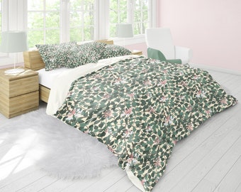 Funda nórdica de madreselva, juego de ropa de cama estilo William Morris, funda nórdica King, edredón floral, ropa de cama vintage, ropa de cama Queen