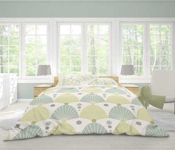 Art Deco Duvet Coverbeddinggeometric Duvet Coverpastel Etsy