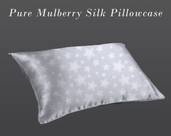 Frangipani floral mulberry silk pillowcase, ice blue pure silk pillow sleeve, plumeria mulberry silk pillowcases, best silk pillowcases