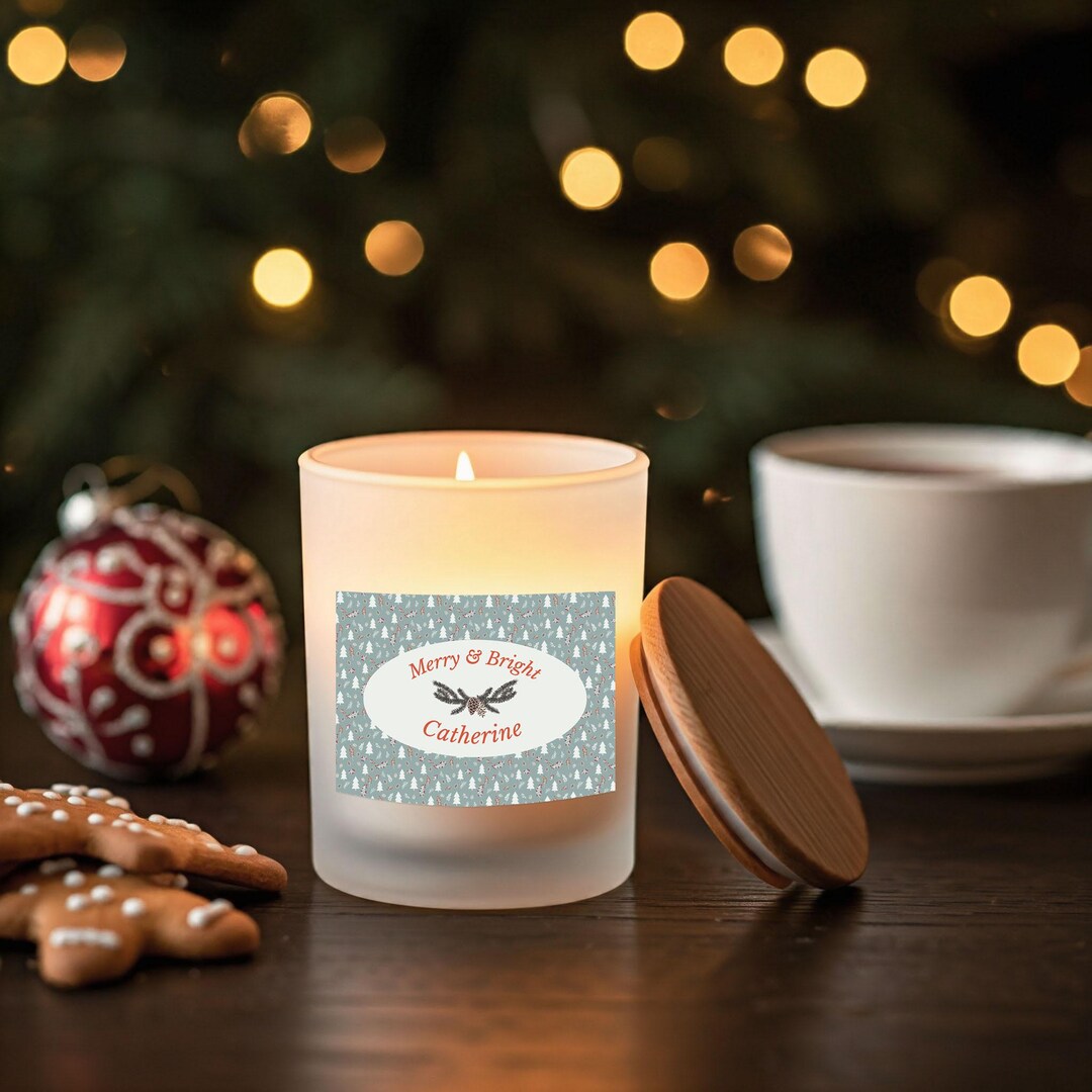 Personalized Wood Wick Candle Coconut Soy Wax, Nontoxic Custom Scented