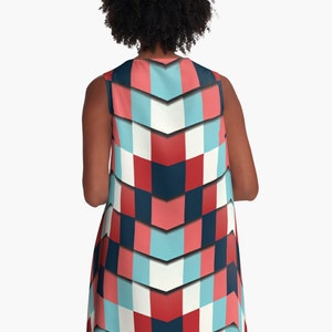 A line Dress,Modern Dress,Geometric dress,Summer dress,Colorful dress,navy blue,salmon,off white,turquoise dress,Summer dress,Woman dress image 3