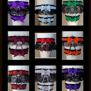 Gothic Lace Wedding Garter Set: Custom Colors & Charms, Bridal Shower Gift